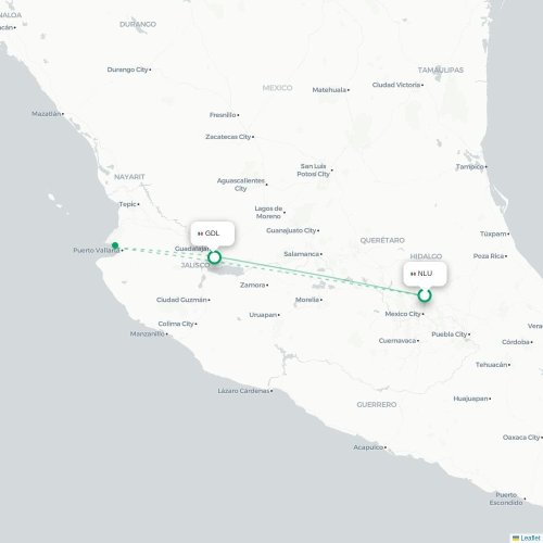 Mapa de vuelo directo Ciudad de México, D.F. - Guadalajara