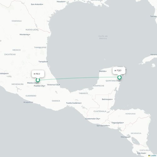 Mapa de vuelo directo Ciudad de México, D.F. - Tulum