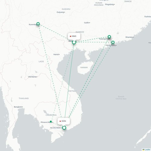 Mapa lotu bezpośredniego Nanning – Ho Chi Minh