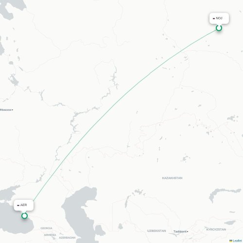 Mapa de vuelo directo Nojabr'sk - Sochi