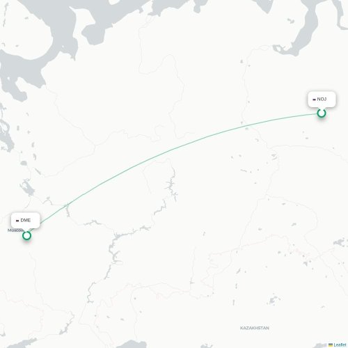 Mapa de vuelo directo Nojabr'sk - Moscú