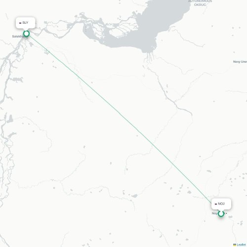 Mapa de vuelo directo Nojabr'sk - Salejard