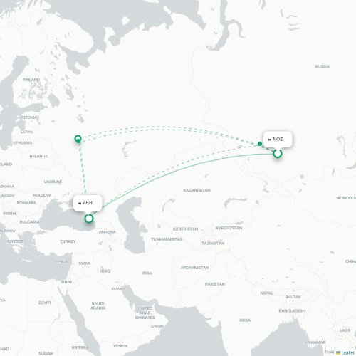 Novokuznetsk - Sochi karta över direktflyg