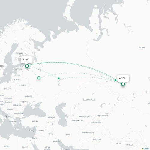 Novokuznetsk - Sankt Petersburg karta över direktflyg