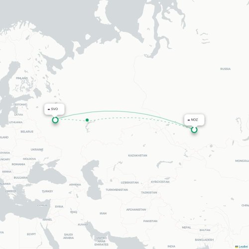 Novokuznetsk - Moskva karta över direktflyg