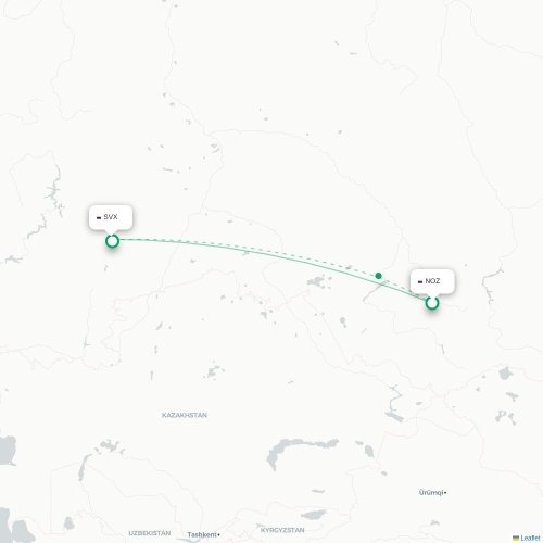 Novokuznetsk - Sverdlovsk karta över direktflyg