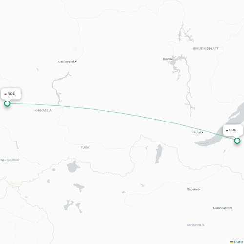 Mapa lotu bezpośredniego Nowokuźnieck – Ułan-Ude