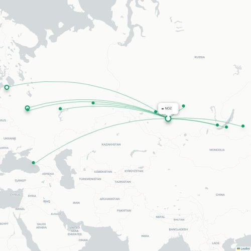 Novokuznetsk - Krasnoyarsk karta över direktflyg