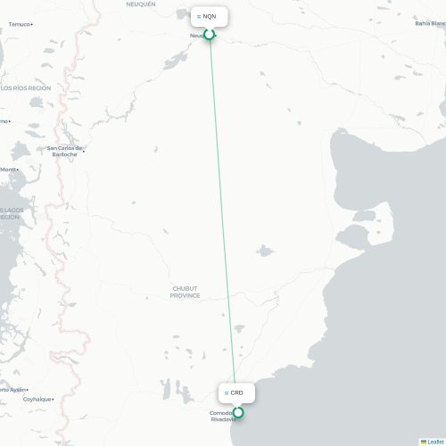Mapa lotu bezpośredniego Neuquén – Comodoro Rivadavia