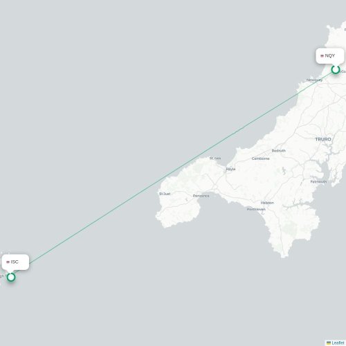 Mapa de vuelo directo Newquay - Islas Scilly