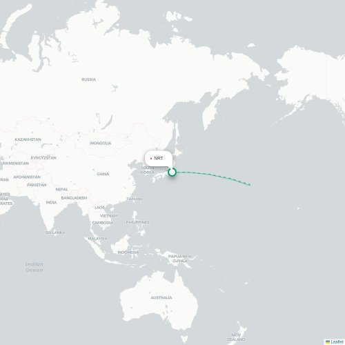 Mapa de vuelo directo Tokio - Kailua-Kona
