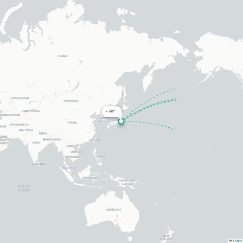 Tokyo - San Jose kort over direkte fly