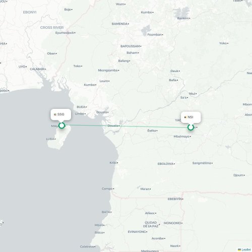 Yaounde - Malabo karta över direktflyg