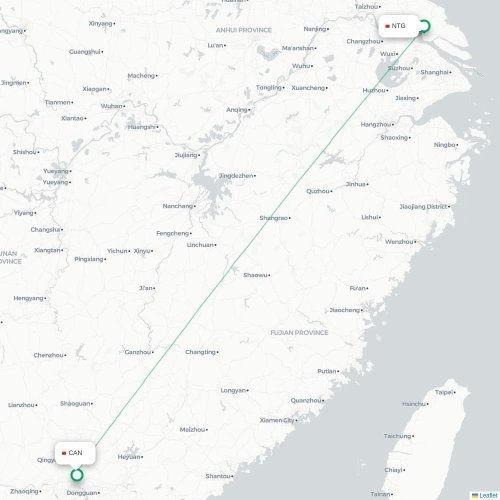 Mapa lotu bezpośredniego Nantong – Kanton