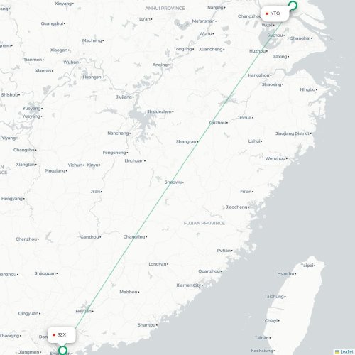 Mapa lotu bezpośredniego Nantong – Shenzhen