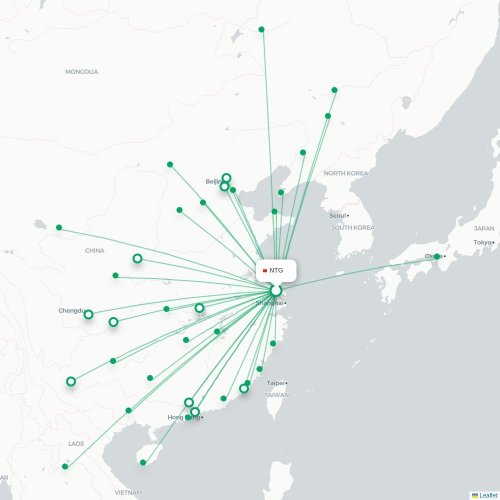 Mapa lotu bezpośredniego Nantong – Chengdu