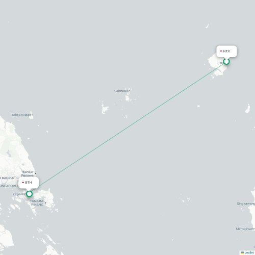Mapa lotu bezpośredniego Ranai – Batam