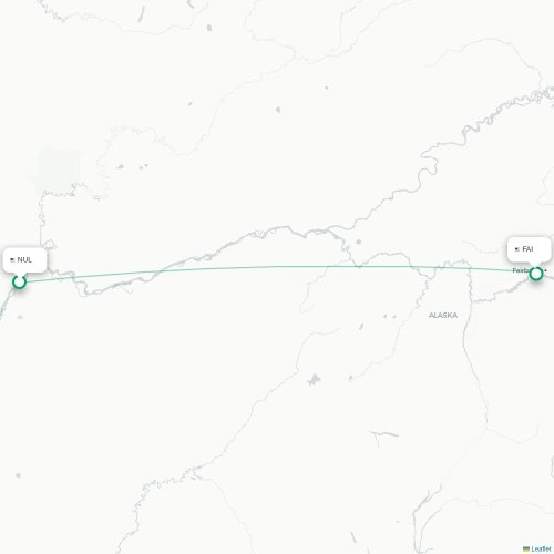 Mapa lotu bezpośredniego Nulato – Fairbanks