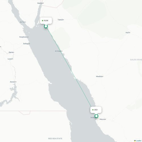 Mapa de vuelo directo Neom - Jedda
