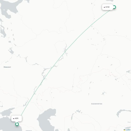 Mapa lotu bezpośredniego Nadym – Soczi
