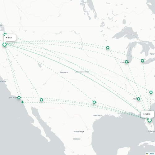 Mapa lotu bezpośredniego Oakland – Portland