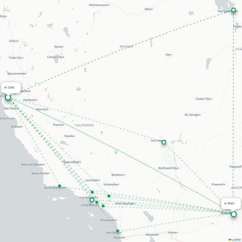 Oakland - Phoenix kaart van rechtstreekse vlucht