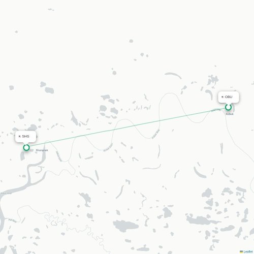 Mapa lotu bezpośredniego Kobuk – Shungnak