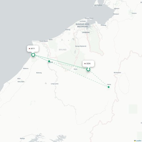Mapa de vuelo directo Long Seridan - Miri