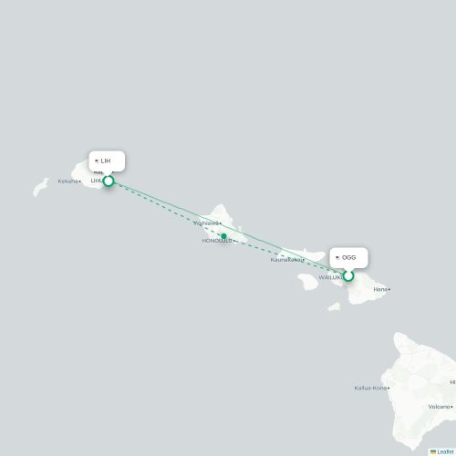 Kahului - Lihue karta över direktflyg