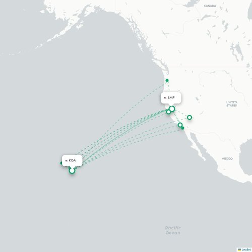 Kahului - Sacramento karta över direktflyg