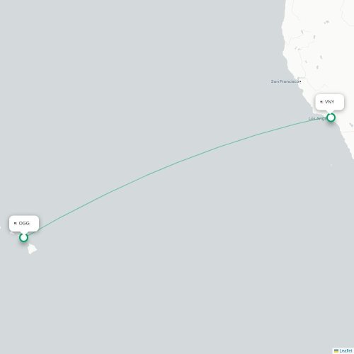 Mapa de vuelo directo Kahului - Los Angeles
