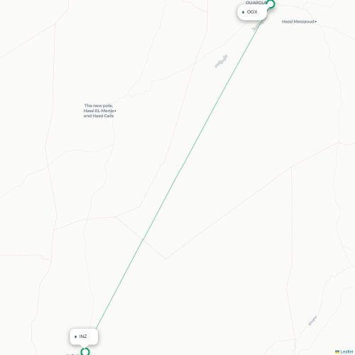 Ouargla - In Salah kaart van rechtstreekse vlucht