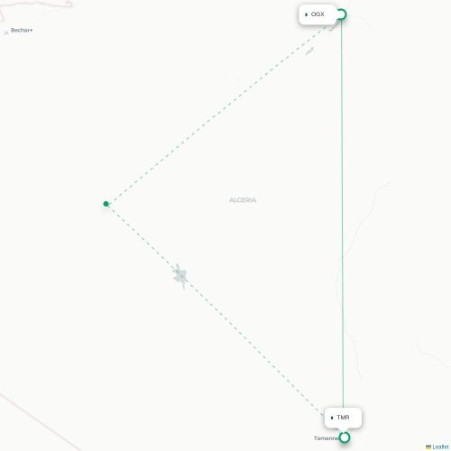 Ouargla - Tamanrasset kaart van rechtstreekse vlucht