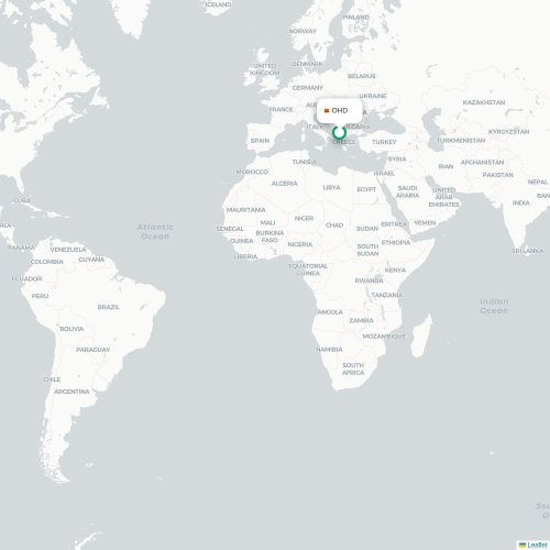 Mapa de vuelo directo Ohrid - Mulhouse