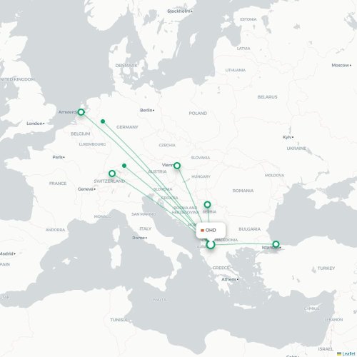 Route map Ohrid  OHD airport