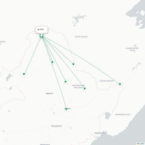 Mapa lotu bezpośredniego Da Hinggan Ling – Jixi