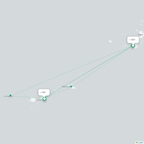 Mapa lotu bezpośredniego Okinawa – Ishigaki