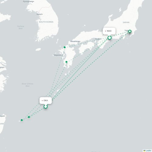 Mapa lotu bezpośredniego Okinawa – Nagoja