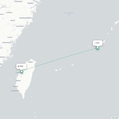 Mapa lotu bezpośredniego Okinawa – Taizhong