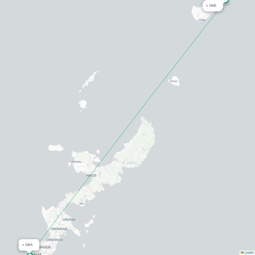 Mapa lotu bezpośredniego Wadomari – Okinawa