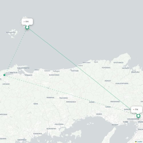 Mapa lotu bezpośredniego Okinoshima – Osaka