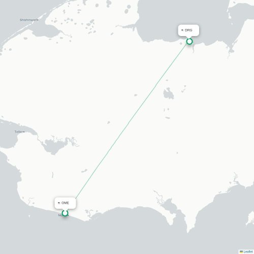 Mapa de vuelo directo Nome - Deering