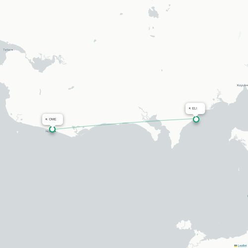 Mapa lotu bezpośredniego Nome – Elim