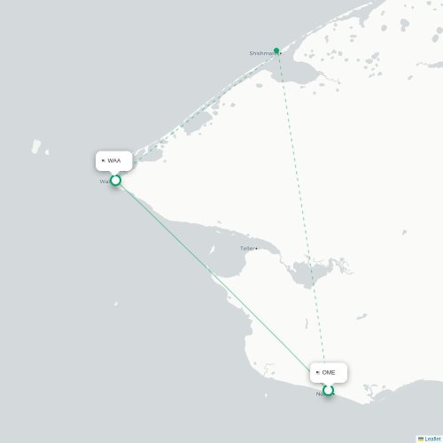 Mapa lotu bezpośredniego Nome – Wales