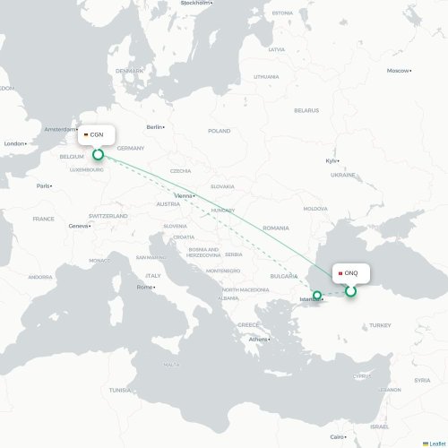 Mapa de vuelo directo Zonguldak - Colonia