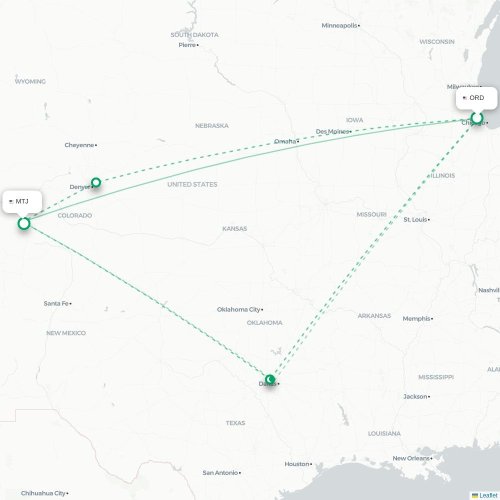 Mapa lotu bezpośredniego Chicago – Montrose