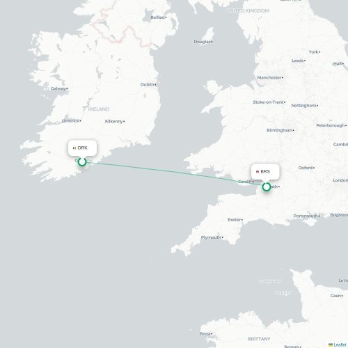 Cork - Bristol karta över direktflyg