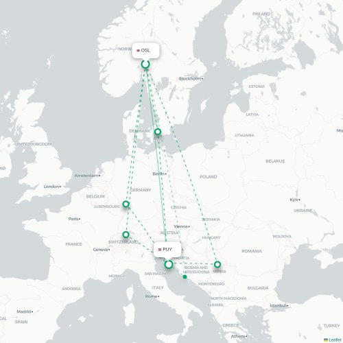 Oslo - Pula carte du vol direct