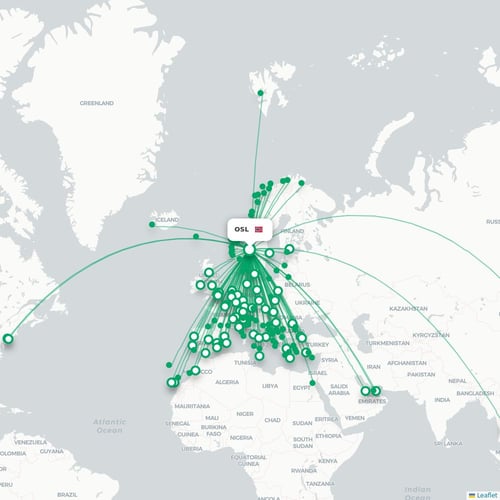 OSL routes and destination map