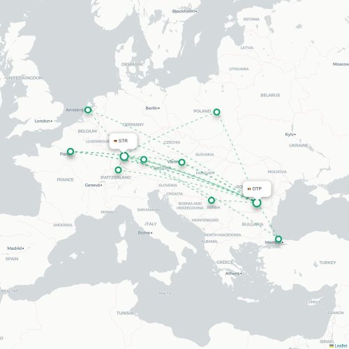 Mapa de vuelo directo Bucarest - Stuttgart